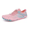 Zapatos de agua descalzos rosa y azul claro con malla y cordones de cierre rápido - Rosa