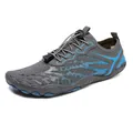 Quick-dry water shoes in grey and blue with breathable mesh and speed lacing system - EU 36 / Dark Gray