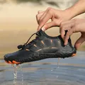 Black quick-dry water shoes for men and women with orange accents and drainage features - 35 / Black Orange Floral