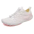 Quick-dry five-finger water shoes in white and pink with breathable mesh and rubber sole - EU 36 / White Pink