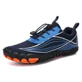 Ademende outdoor waterschoenen in marineblauw met snelsluiting en oranje antislipzool - 35 / Donkerblauw