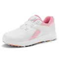 Waterdichte golfschoenen voor heren in wit en roze met handig draaisluiting systeem - EU 36 / Roze