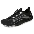 Outdoor water shoes in black with white stripes and quick-lace system for hiking - EU 35 / Black and White