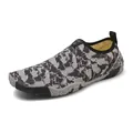Breathable barefoot water shoes with grey camouflage pattern and non-slip rubber sole - 45 / Black and Gray