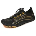 Black and gold quick-dry water shoes with TS21 print and wave-pattern rubber sole - EU 35 / Black Gold