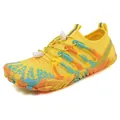 Bright yellow five-finger water shoes with marble pattern sole and bungee laces - EU 35 / Yellow
