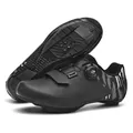 Schwarze Fahrradschuhe mit Drehverschluss, atmungsaktivem Obermaterial und Carbon-Sohle - 36 / Schwarzer MTB-Stil (6005)