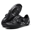 Detailed view of carbon fiber cycling shoe sole with dual dial closure and air vents - 40 / 2021 Series Style / Black