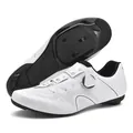 White professional road cycling shoes with carbon-texture sole and rotary buckles - 36 / Road Cleat Style / White