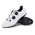 White carbon fiber road cycling shoes with dual rotary dials and stiffness index 10 - 40 / 200 Series Style / White