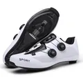 White carbon fiber road cycling shoes with dual rotary dials and breathable upper design - 40 / 001 Series Style / White