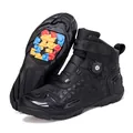 Botas de moto negras con sistema de cordones rápidos y suelas autoblocantes coloridas - 37 / Negro