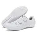 Scarpe da ciclismo bianche con doppia chiusura a rotore e tomaia traforata laser traspirante - 37 / Stile Suola Professionale Traspirante (168) / Bianco puro
