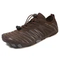 Dark brown breathable mesh water shoes with gray wave patterns and toggle laces - EU 36 / Brown