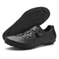 All-black cycling shoes with rotary dial system and breathable laser-perforated upper - 36 / Black (No-Lock)