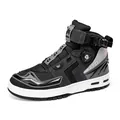 Botas de moto para hombre con sistema de cordones rápidos y cuero microfibra transpirable - 37 / Gris oscuro