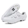 Scarpe da ciclismo bianche professionali con doppia manopola e fori traspiranti - 37 / Stile Suola Professionale MTB (168) / Bianco