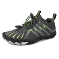 Dark grey outdoor wading shoes with green geometric patterns and elastic lace system - 38 / Gray