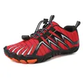 Red outdoor water shoes with non-slip rubber sole and elastic quick-lace toggle system - 38 / Red