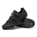All-black carbon fiber road cycling shoes with dual rotary buckles and breathable perforations - 40 / 200 Series Style / Black
