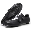 Carbon fiber cycling shoes in black and white with dual dial closure and breathable holes - 40 / 001 Series Style / Black