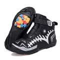 Botas de moto negras con hebilla giratoria y suela antideslizante de bloques coloridos - 37 / Negro y Blanco