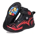 Botas de moto en negro y rojo con suela antideslizante colorida con diseño de bloques - 37 / Negro Rojo