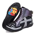 Botas de moto negras de caña alta con acabado degradado y suelas de bloques coloridos - 37 / Gris Oscuro (QK258)