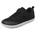 Kids barefoot sneakers in black with blue polka dots and easy velcro strap closure - EU 25 / Blue/Black Decor (A002)