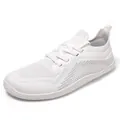 Minimalist white knit sneakers with breathable mesh surface and honeycomb textured sole - EU 36 / White
