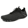 Chaussures d'eau pieds nus pour sport de plein air avec semelles en caoutchouc antidérapantes - Noir et Gris