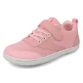 Pink wide-toe kids sneakers with breathable mesh, velcro straps, and non-slip soles - EU 25 / Pink (A002)