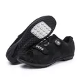 Black road cycling shoes with rotary dials and anti-slip rubber soles for outdoor biking - Non-Cleat Rubber Sole Style (2519) / Black / 36