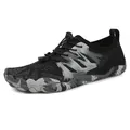 Black outdoor water shoes for men and women featuring grey camo rubber soles and toggle laces - 35 / Y313 Black Style (Y313)