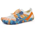 White quick-dry aqua shoes with orange laces and blue TPU accents for outdoor sports - 35 / Y313蓝色(Y313)