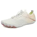 Beige and coral orange water shoes with quick-lace system and non-slip rubber sole - EU 38 / White Pink