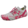 Scarpe da scoglio grigio chiaro a pois rosa, mesh traspirante e lacci elastici regolabili - 35 / Stile con motivo rosso rosa (Y313) / Rosso rosa