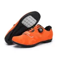 Orange mountain bike shoes with rotating dial buckle and breathable laser-cut holes - 36 / Non-Cleat Rubber Sole Style (2519) / Orange