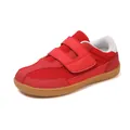 Kids wide toe box barefoot running shoes in bright red with breathable mesh and rubber sole - EU 25 / Red