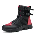 Botas de moto negras y rojas con sistema de cierre rápido y protección reforzada - Negro Rojo / 40