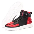 Men's waterproof motorcycle boots in black and red with rotating lacing system - EU 37 / Black Red