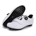 White professional road cycling shoes with speed logo and rotary buckle closure - 36 / Road Bike Cleat Style (2518) / White