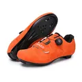 Bright orange cycling shoes with rotary buckle and mesh synthetic leather upper - Road Bike Cleat Style (2519) / Orange / 36