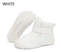 Detailed side view of white waterproof snow boots with hook-and-loop closure and plush lining - 25 / White