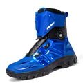 Botas de moto azules y negras con sistema de cierre rápido giratorio y protección - EU 37 / Azul zafiro
