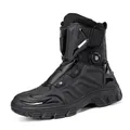 Botas de moto negras de caña alta con cordones giratorios y protección reforzada - EU 37 / Negro mate
