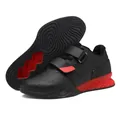 Professional black weightlifting shoes with red honeycomb heel and dual velcro straps - EU 39 / Black Red