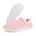 Pink fly-knit thermal slippers with faux fur lining and non-slip white rubber sole - EU 36 / Pink