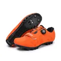 Bright orange cycling shoes with rotary buckle closure and breathable mesh upper - Mountain Bike Cleat Style (2519) / Orange / 36