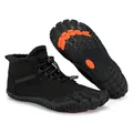 Black high-top barefoot snow boots with faux fur lining and non-slip rubber sole - EU 35 / Black